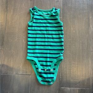 10 for $10 Carters Green & Navy Striped Tank One-Piece Bodysuit